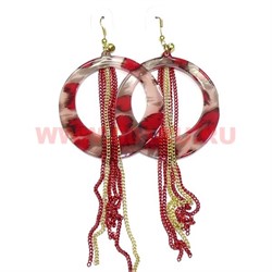 Серьги (H-3) кольца красные цена за упаковку из 12 пар - фото 101051