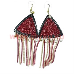 Серьги (H-3) треугольники коралловые 12 пар в упаковке - фото 101082