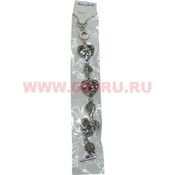 Браслет с камнями серебристый (M-100) сердечком цена за упаковку из 12шт - фото 101158