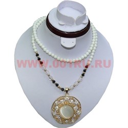 Колье-бусы (H-94) Лунный камень цена за упаковку из 12шт - фото 101174