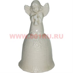 Колокольчик 12 см из фарфора (KL-1653) Ангелочек 144 шт/кор - фото 102910