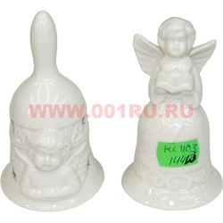 Колокольчик из фарфора (1103) ангелочки 11,5 см 144 шт/коробка - фото 103175