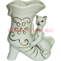 Ваза из фарфора «Кот с сапогом» (карандашница) - фото 103254
