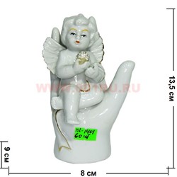 Ангелочек (KL-1401) фарфоровый 13,5 см с жемчужиной 60 шт/кор - фото 103345
