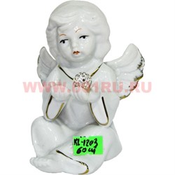 Ангелочек (KL-1203) фарфоровый 11 см с жемчужиной 60 шт/кор - фото 103387