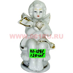 Ангелочек (KL-1291) фарфоровый 9,5 см с жемчужиной 120 шт/кор - фото 103474