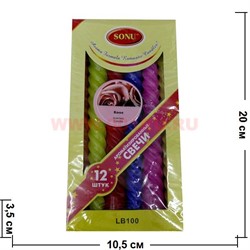 Свеча ароматизированная (LB100)  8" 12шт/уп, 8ароматов, цена за 36уп - фото 104182