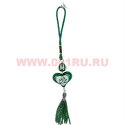Подвеска мусульманская зеленая "сердце" 12 шт/упаковка - фото 104923