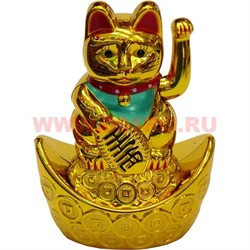 Котик Манэке-неко на слитке на батарейках 10 см - фото 105299