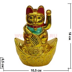 Котик Манэке-неко на слитке на батарейках 14 см (168 шт/кор) - фото 105315