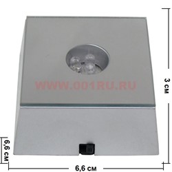 Подставка под кристалл квадратная на 3ААА батарейки зеркальная - фото 108287