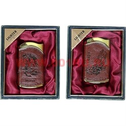 Зажигалка газовая в коже с рисунками животных, птиц в коробочке - фото 110498