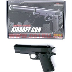 Пистолет с глушителем AirSoft Gun из металла - фото 112196