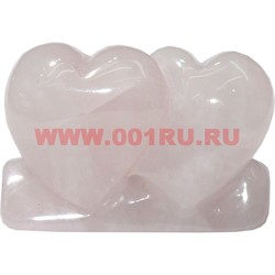 Сердце двойное из розового кварца малое - фото 113212