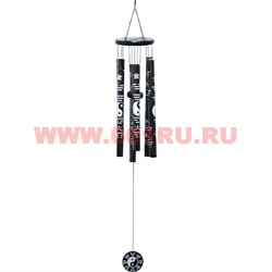 Музыка ветра Инь Ян 5 трубок черная 32 см длина большой трубки - фото 113320