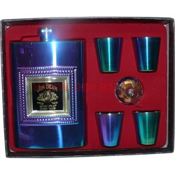 Набор неоновый Jim Beam Фляга 8 унций и 4 стаканчика - фото 114112