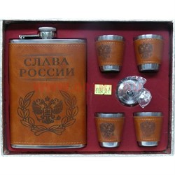 Набор Фляга 9 унций Слава России (D-1802) + 4 стаканчика - фото 114179