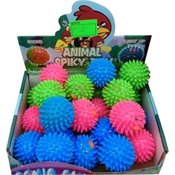 Мячик Animal Spiky Ball светящийся со смехом цена за 12 шт - фото 116232