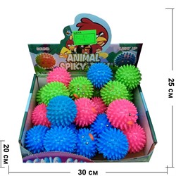 Мячик Animal Spiky Ball светящийся со смехом цена за 12 шт - фото 116233