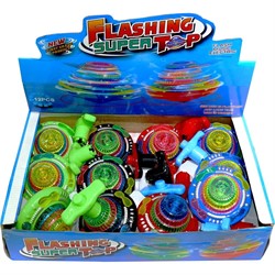 Игрушка юла светящаяся Flashing Super Top 12 шт с музыкой - фото 120402