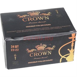 Уголь для кальяна Crown 24 шт 22х22 мм - фото 121222