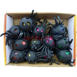 Игрушка антистресс Паук с блестками 12 шт/упаковка - фото 121790
