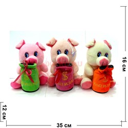 Свинка копилка с присоской (Pig-22) музыкальная 12 шт/уп - фото 123345