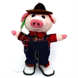 Игрушка музыкальная (AJ-305) Свинка в комбинезоне на 3 песни - фото 124751