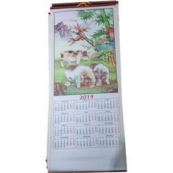 Календарь со свинками из рисовой бумаги 100 шт/кор символ 2019 года - фото 124878