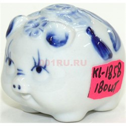 Свинка из фарфора 4,5 см под гжель (KL-1858) символ 2019 года - фото 124944