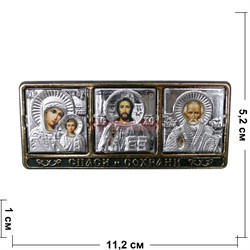 Амулет на липучке под серебро "триптих" 50 шт/уп - фото 127807