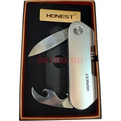 Зажигалка USB Honest с ножом и открывашкой спиральная - фото 128500