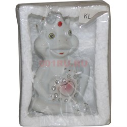 Лягушка с короной из фарфора (KL-802) со стразами 96 шт/коробка - фото 132787
