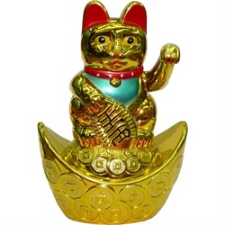 Котик Манэке-неко на слитке на батарейках 14 см (168 шт/кор) - фото 134576