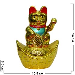 Котик Манэке-неко на слитке на батарейках 14 см (168 шт/кор) - фото 134577