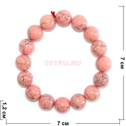 Браслет из родонита 12 мм - фото 135377
