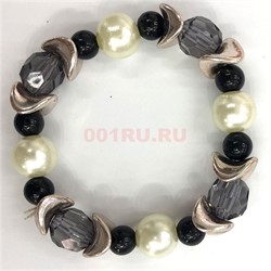 Браслет с черными гранеными бусинами 12 шт/уп - фото 136378