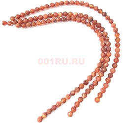 Бусины агат круглые коричневые 10 мм для рукоделия на нитке 40 см - фото 136518