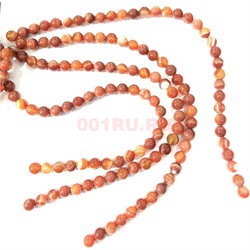 Бусины агат круглые коричневые 12 мм для рукоделия на нитке 40 см - фото 136520