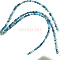 Бусины агат круглые голубые 6 мм для рукоделия на нитке 40 см - фото 136546