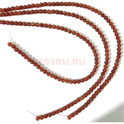 Бусины сердолик круглые 6 мм для рукоделия на нитке 40 см - фото 136580
