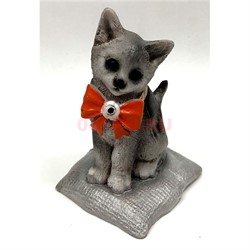 Кошка из керамики (K14) с бантиком 2 цвета - фото 137509