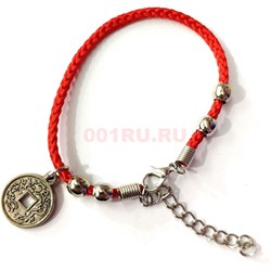 Браслет Красная нитка (BS-01) с монетой феншуй 120 шт/уп - фото 137836
