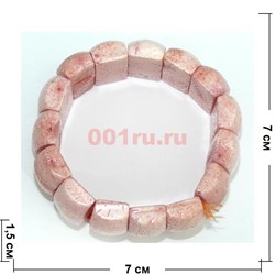 Браслет из губчатого коралла розовый прямоугольный - фото 138494
