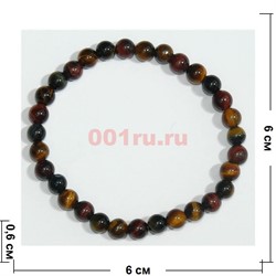 Браслет из тигрового и бычьего глаза 6 мм - фото 138520