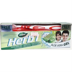 Зубная паста «Dabur Herb'l» алоэ вера 150 г с зубной щеткой - фото 139413