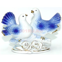 Фигурка фарфоровая «Голуби» голубые 15 см - фото 139708