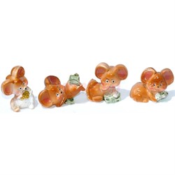 Фигурка из полистоуна (KR-11) «Крыса» символ 2020 года с деньгами 4 шт/уп - фото 140100