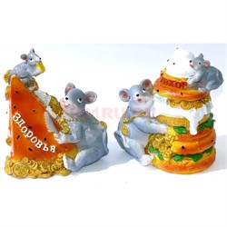 Фигурка из полистоуна (KR-03) «Крыса» с тортом символ 2020 года 144 шт/кор - фото 140130