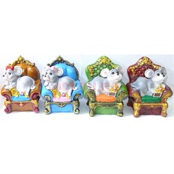 Копилка из полистоуна (SK-23) «Крыса» на диване символ 2020 года 144 шт/кор - фото 140134
